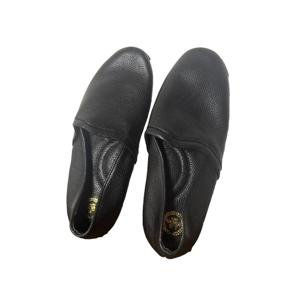 LB Evans Mens 14 N Black Leather House Slippers Slip On Loafers New